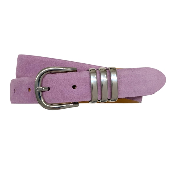 Leather Belt Suede Ladies Belt Buckle Silver Metal Loop  display picture 2