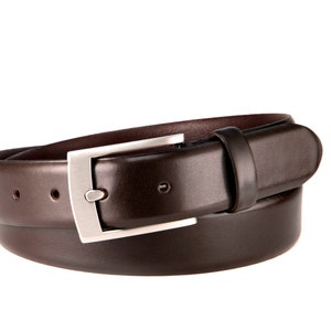 Men&#39;s belt dark brown leather belt made of smooth leather elegant belt width 3 cm