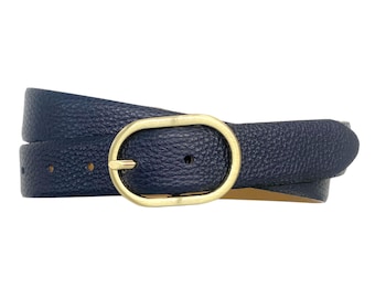 Ladies' belt cowhide belt made of soft nappa leather oval gold satin belt buckle belt made to measure width 3cm
