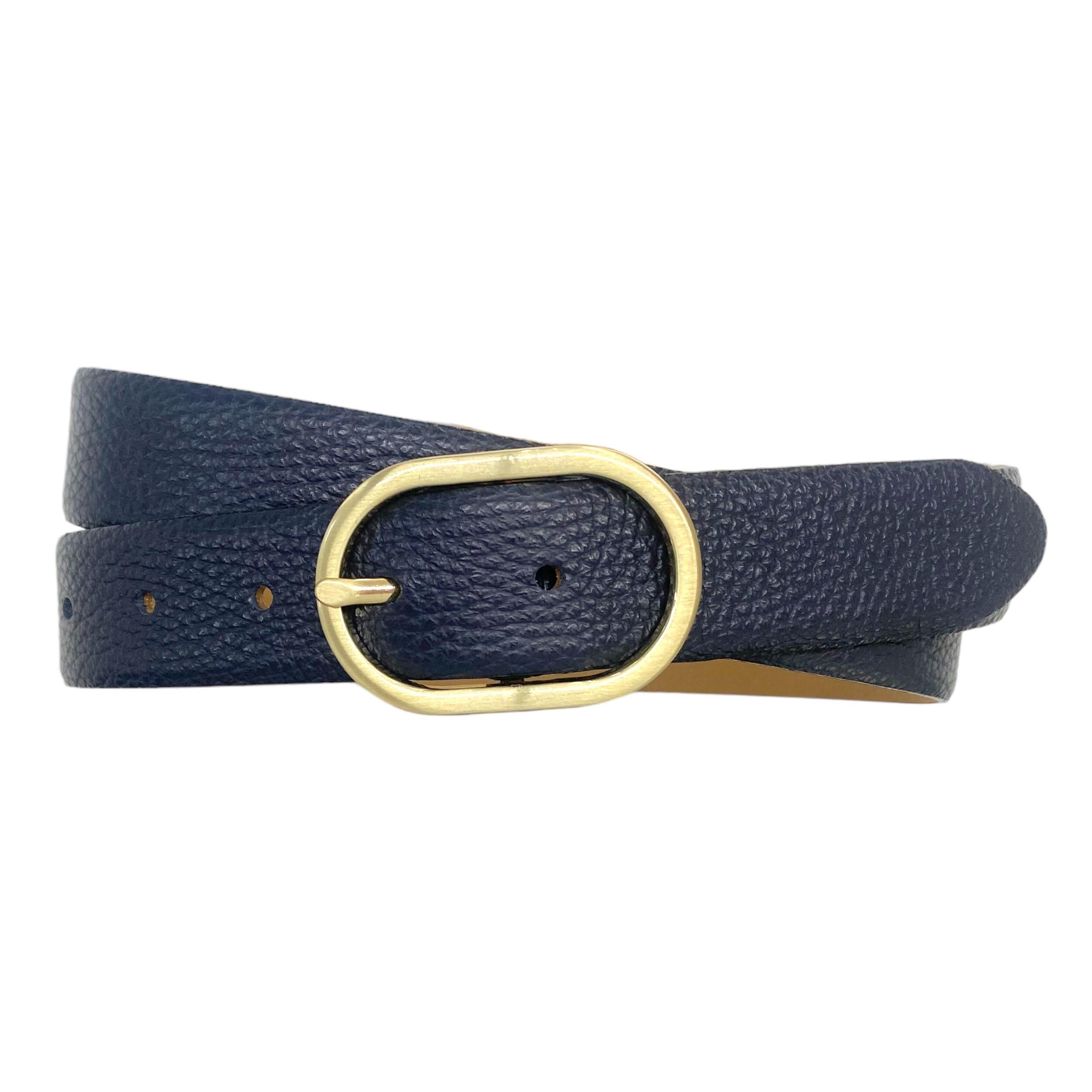 Leather Cowhide Classic Oval Buckle Belt Vintage Tooled Cowhide Leather Belt, M - Father Joes Villages main image 2