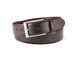 Men's Leather Belts | elegant Suit Belt | Satin-Finish Buckle | 3,5 cm Wide (1 3/8") | Firenze Collection