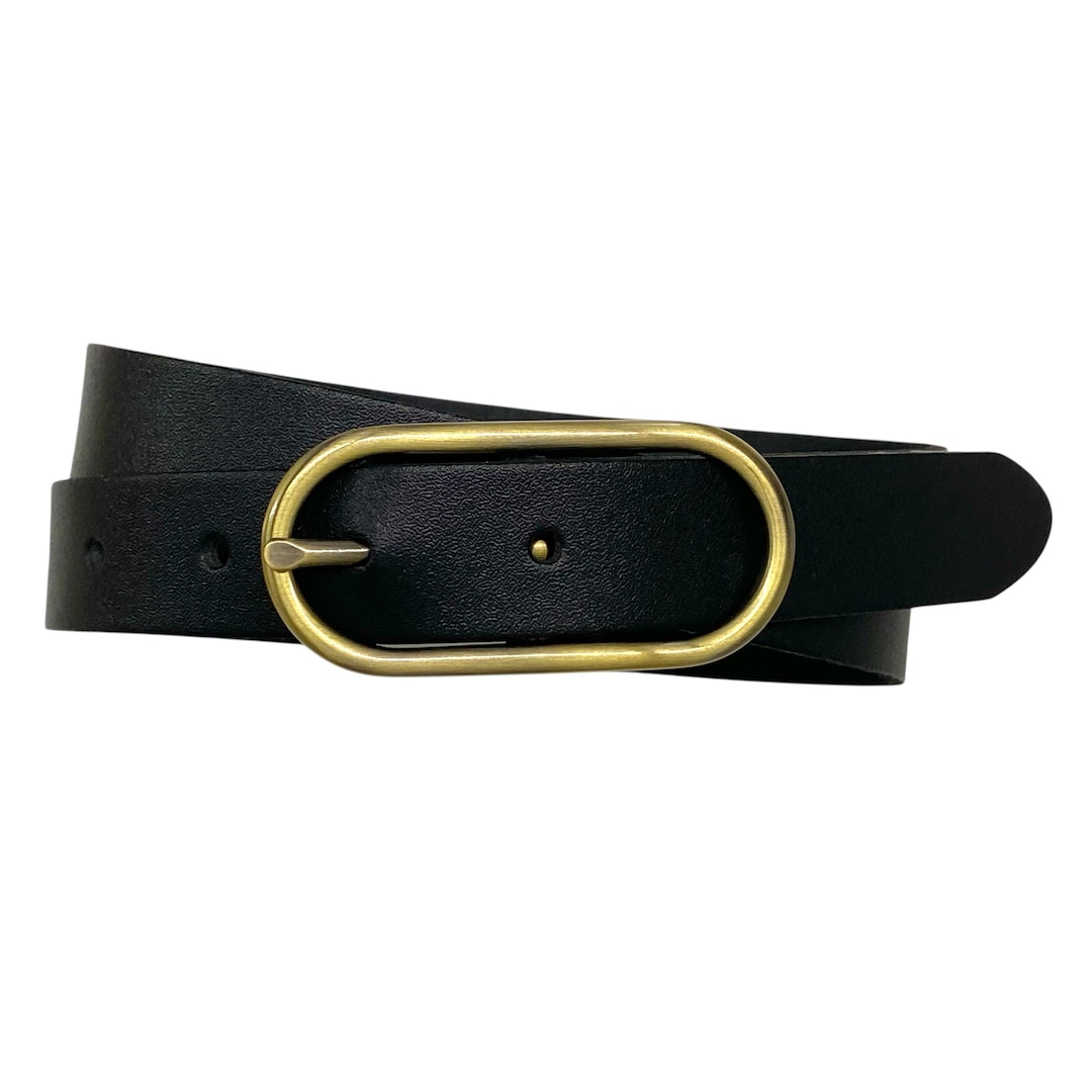Brown Leather  Waist Belt Womens S Silver Oval Buckle Double Strap INTERPLANET Oval Circle Silver Leather Belt With Brown Strap - 1 main image 3