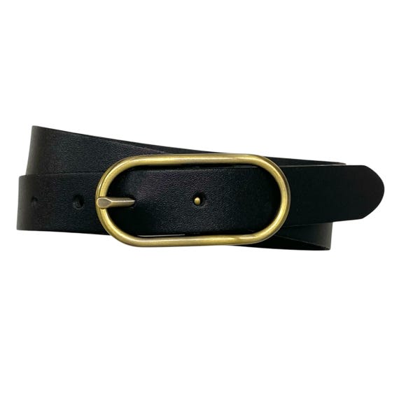 Leather Belt Dark Brown With Oval Buckle Narrow Ladies Belt  display picture 1