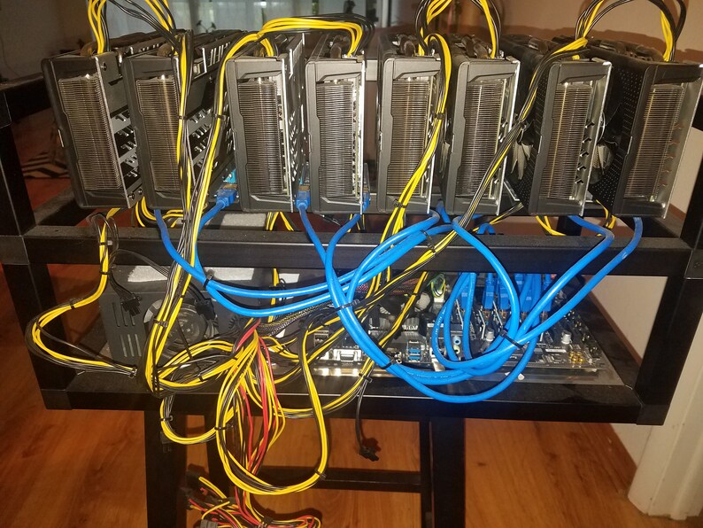 8 GPU currency mining rig Ethereum Sapphire Nitro Radeon ...