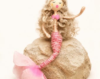 Pretty in Pink Mermaid Art Doll