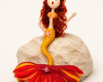 Fire Siren Mermaid Art Doll
