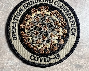 New Operation Enduring ClusterFuck  embroidered patch - tan iron on. Bulk sale. 80 plus patches for 1 buck each