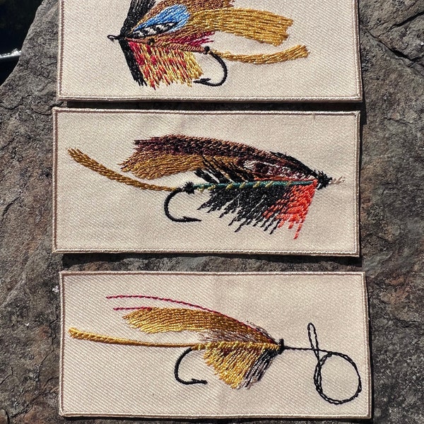 Fly fishing 3 pack patch collection nature outdoor enthusiast embroidered patch set