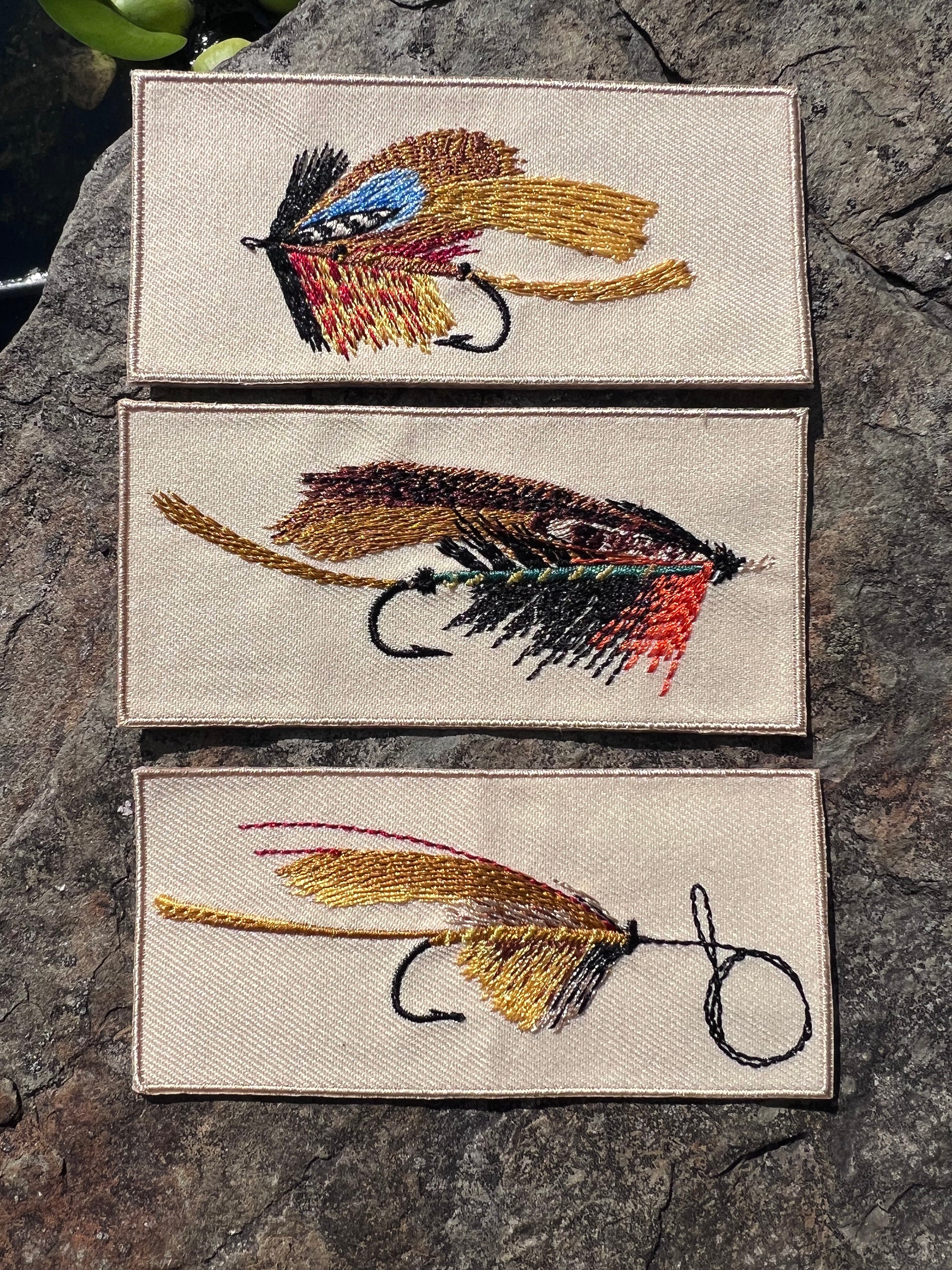 Fliegenfischen 3er Pack Patch Kollektion Natur Outdoor-Enthusiasten gesticktes Patch-Set