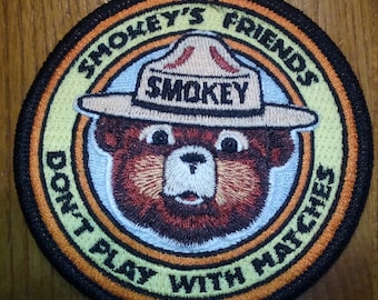 Smokey Bear. Smokey&#39;s Friends &quot;Don&#39;t play with matches&quot; embroidered patch