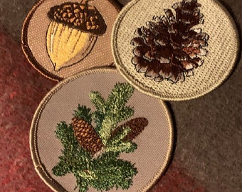 Pine tree and Cone Patch embroidered nature patch