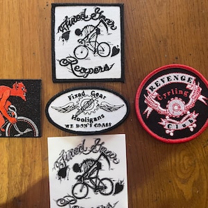 Fixed gear hooligans bike patch set track fedia cycling designs