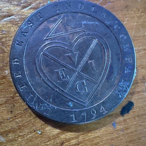 United East India Company 1794 fur token trade coin, remake, great condition dark copper in color Dutch East India