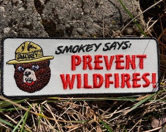 Smokey Bear patch, Smokey says prevent wildfires. vintage collectible patch design