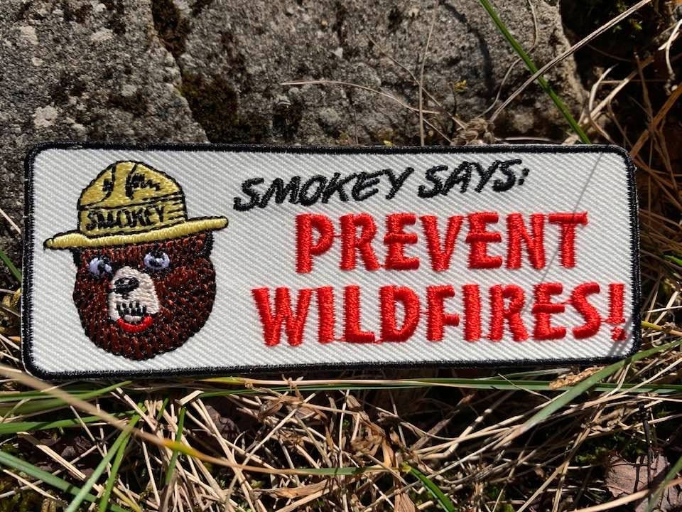 Smokey Bear patch, Smokey says prevent wildfires. vintage collectible patch design
