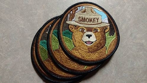 Smokey bear embroidered patch collectible patch design 3 inch diamete…