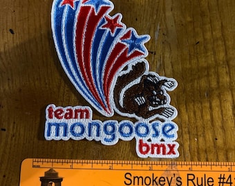 NUOVA toppa Team Mongoose BMX da applicare con il ferro da stiro su bici da corsa, stile vintage retrò old school