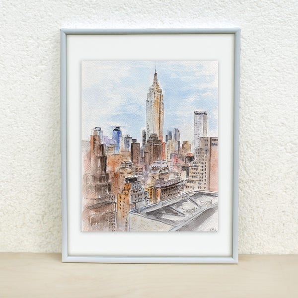 New York painting. Cityscape painting. New York city. NYC art. New York City art Original new york art New York wall art  nyc print 8x10 art