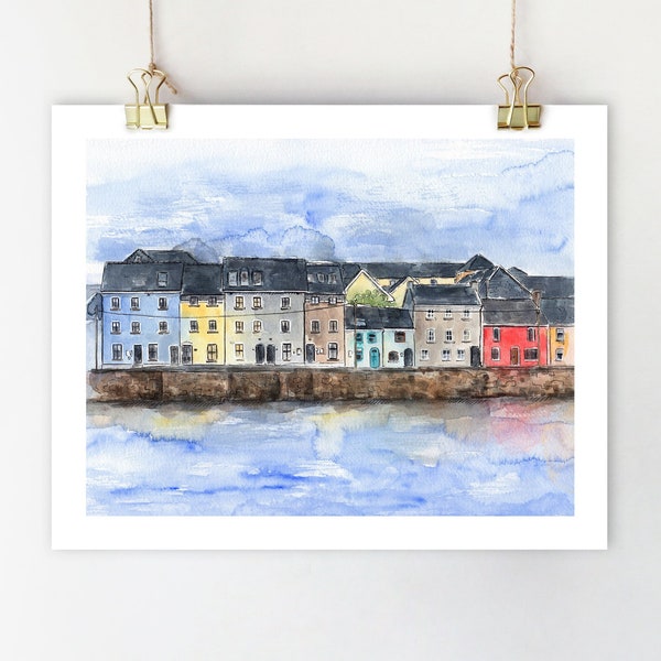 Galway print Galway poster Galway Ireland print Travel poster Ireland wall art Ireland watercolor painting Ireland scenery Galway cityscape