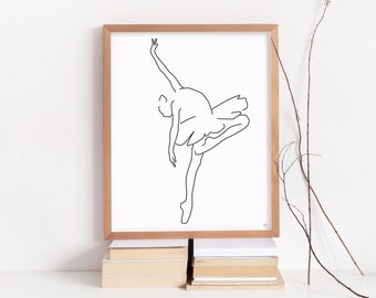 Abstract ballerina silhouette Instant download Printable line ballerina drawing Ballerina ink sketch Ballerina Black and white ballerina art