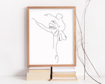 Lámina con silueta de bailarina – Arte moderno para la pared de la habitación del bebé (Descarga digital)