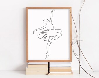 Impresión digital de bailarina: descarga instantánea e imprimible. Póster para guardería. Regalo para amantes del ballet.