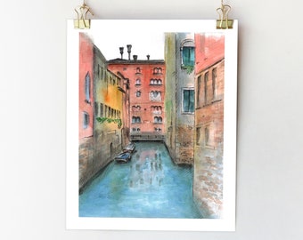 Italy watercolor painting art print. Italy wall art. Italy decor. Italy print. Venice painting. Venice print. Colorful painting. 8x10 / 5x7