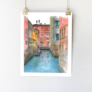 イタリアの水彩画アートプリント。イタリアのウォールアート。イタリアの装飾。イタリアのプリント。ヴェネツィアの絵画。ヴェネツィアのプリント。カラフルな絵画。8x10 / 5x7