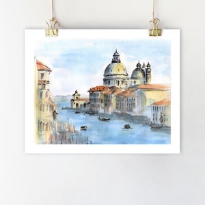 Stampa fine art La Salute. Schizzo della Basilica di Santa Maria della Salute. Schizzo di Venezia, Italia. Stampa fine art acquerello italiano. 8x10 / 5x7