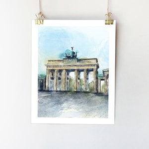 Berlin poster. Berlin print. Germany poster. Berlin art. Berlin travel poster Berlin painting Germany wall art. Brandenburg gate Deutschland