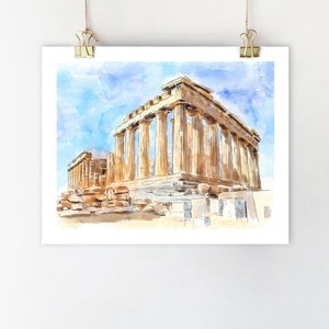 Stampa a colori di Atene Arte murale di Atene Stampa di Atene Grecia Dipinto di Atene Poster di viaggio Stampa dell'Acropoli di Atene Arte di monumenti storici