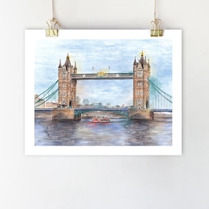 London Tower Bridge London Wandkunst London Aquarell Malerei London Bridge London Illustration London Kunstwerk London Stadt Reisekunst