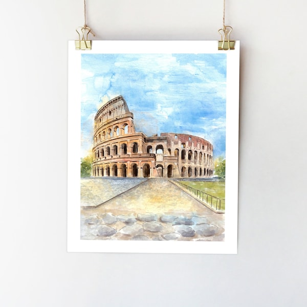 Kolosseum Malerei Rom Poster Kolosseum Poster Rom Italien Wandbild Rom Skizze Rom Poster Kolosseum Aquarell Rom Architektur Poster