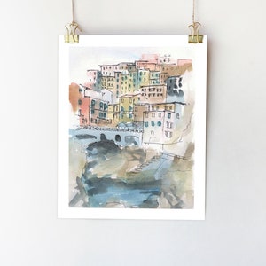 Cinque Terre Italia arte murale Italia stampa Liguria pittura Italia arte Pittura colorata Cinque Terre poster Italia arte murale Stampa astratta
