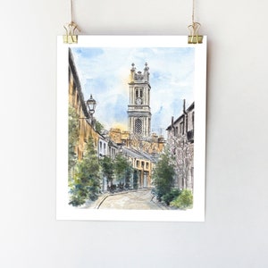 Edinburgh Druck Edinburgh Kunst Edinburgh Aquarell Malerei Schottland Illustration Edinburgh Reiseposter Stock Bridge Druck Schottland Kunst
