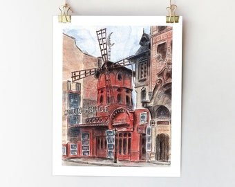 Paris Sketch Art Print: France Watercolor Cityscape