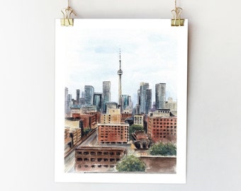 Toronto print Toronto poster Canada wall art Toronto sketch Toronto watercolor Toronto city illustration Canada painting Toronto skyline art