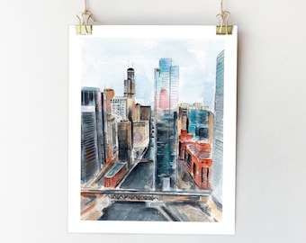 Watercolor Chicago | Etsy