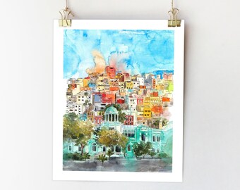 Gran Canaria poster Gran Canaria island painting Gran Canaria print Las Palmas wall art Spain poster wall art Travel poster Spain watercolor