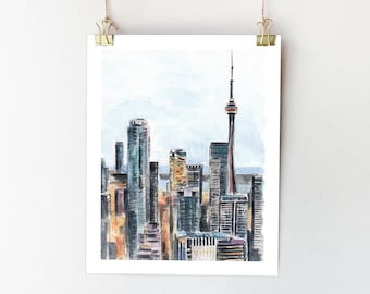 Toronto print Toronto poster Toronto city illustration Canada wall art Toronto sketch Toronto watercolor Canada painting Toronto skyline art