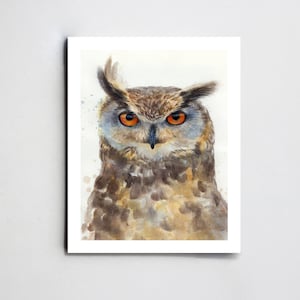 Stampa di gufo, arte murale di gufo reale, dipinto ad acquerello di gufo, stampa di uccello, stampa per cameretta, schizzo di animale, illustrazione di gufo, opera d'arte di animali, poster sulla natura