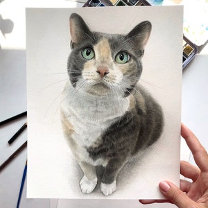 Custom pet portrait painting Hand painted watercolor animal painting Commission painting Painting from photo Pet memorial gift Pet drawing image 1