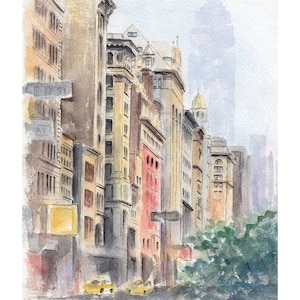 New York city art print. New York street painting. NYC print. Art print from original watercolor. City painting. 8x10 / 5x7 image 3