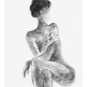 Impression de dessin de figure Femme silhouette art impression Nu Femme art Esquisse de nu minimaliste Esquisse minimale Impression noire et blanche 5x7 /8x10/11x14 image 4