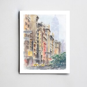 New York city art print. New York street painting. NYC print. Art print from original watercolor. City painting. 8x10 / 5x7 image 2