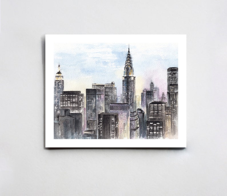 New York City Wall Art New York Print NYC Skyline New York Etsy