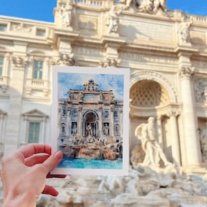 Rome print Trevi Fountain art Italy wall art Rome sketch Rome poster Trevi Fountain painting Italy watercolour Rome architecture print image 5