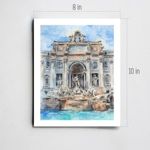 Rome print Trevi Fountain art Italy wall art Rome sketch Rome poster Trevi Fountain painting Italy watercolour Rome architecture print image 7