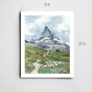 Matterhorn Kunstdruck Matterhorn Schweiz Wandkunst Walliser Alpen Druck Zermatt Aquarell Berge Plakat Schweiz Kunstdruck Bild 5