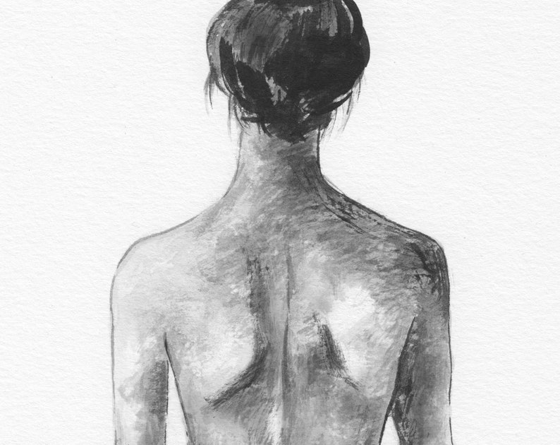 Black and white nude print Nude Woman art print Woman silhouette print Minimalistic nude sketch Female drawing Minimal sketch 5x78x1011x14
